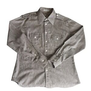 Vintage Roland Brown Military Safari Shirt Epaulettes West Germany 42cm/M